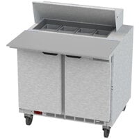 Beverage-Air SPE36HC-08C 36" 2 Door Cutting Top Refrigerated Sandwich Prep Table with 17" Wide Cutting Board