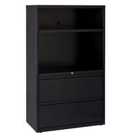 Hirsh Industries 16778 Black Two-Drawer Lateral Combination File Cabinet - 36 inch x 18 5/8 inch x 60 inch