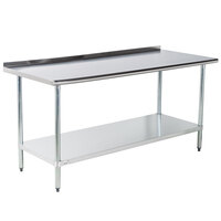 Advance Tabco FLAG-246-X 24" x 72" 16 Gauge Stainless Steel Work Table with 1 1/2" Backsplash and Galvanized Undershelf