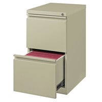 Hirsh Industries 18577 Putty Mobile Pedestal Letter File Cabinet with 2 File Drawers - 15 inch x 19 7/8 inch x 27 3/4 inch