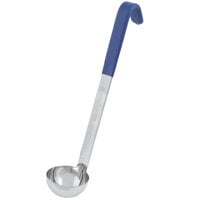 Vollrath 4980230 Jacob's Pride 2 oz. One-Piece Stainless Steel Ladle with Blue Kool-Touch® Handle