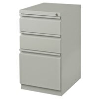 Hirsh Industries 18576 Gray Mobile Pedestal Letter File Cabinet with 2 Box Drawers and 1 File Drawer - 15 inch x 19 7/8 inch x 27 3/4 inch