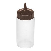 Vollrath Traex® Color-Mate™ 16 oz. Clear Single-Tip Wide Mouth Squeeze Bottle with Brown Cap