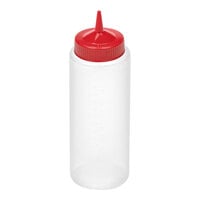 Vollrath Traex® Color-Mate™ 32 oz. Clear Single-Tip Standard Squeeze Bottle with Red Cap