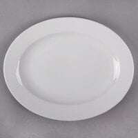 Libbey 999023009 Rigel Constellation 11 1/8" x 8 3/4" Small Oval Lunar Bright White Porcelain Platter - 12/Case