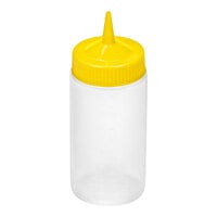Vollrath Traex® Color-Mate™ 16 oz. Clear Single-Tip Wide Mouth Squeeze Bottle with Yellow Cap