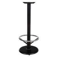 Lancaster Table & Seating 17 inch Round Black 3 inch Bar Height Column Cast Iron Table Base with 17 1/4 inch Foot Rest