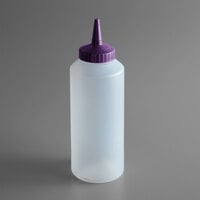 Vollrath 2812-1354 Traex® Color-Mate™ 12 oz. Clear Single Tip Standard Squeeze Bottle with Purple Cap