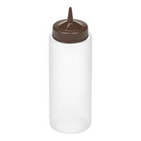 Vollrath Traex® Color-Mate™ 32 oz. Clear Single-Tip Standard Squeeze Bottle with Brown Cap