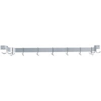 Advance Tabco SW1-84 84 inch Stainless Steel Wall Mounted Single Line Pot Rack with 9 Double Prong Hooks