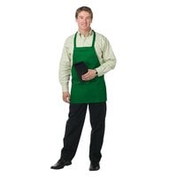 Chef Revival Kelly Green Poly-Cotton Customizable Bib Apron with 3 Pockets - 28 inch x 27 inch