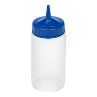 Vollrath Traex® Color-Mate™ 16 oz. Clear Single-Tip Wide Mouth Squeeze Bottle with Blue Cap