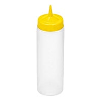 Vollrath Traex® Color-Mate™ 24 oz. Clear Single-Tip Wide Mouth Squeeze Bottle with Yellow Cap