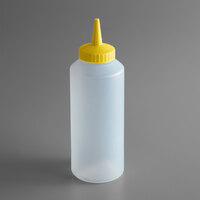 Vollrath 2812-1308 Traex® Color-Mate™ 12 oz. Clear Single Tip Standard Squeeze Bottle with Yellow Cap