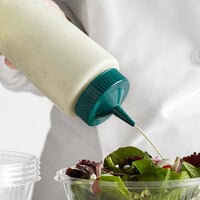 Vollrath 4932-13191 Traex® Color-Mate™ 32 oz. Clear Single Tip Ridged Standard Squeeze Bottle with Vista Green Cap
