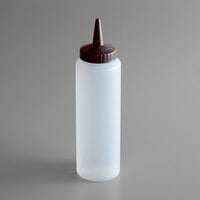 Vollrath 2808-1301 Traex® Color-Mate™ 8 oz. Clear Single Tip Standard Squeeze Bottle with Brown Cap