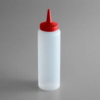 Vollrath 2808-1302 Traex® Color-Mate™ 8 oz. Clear Single Tip Standard Squeeze Bottle with Red Cap