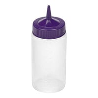 Vollrath Traex® Color-Mate™ 16 oz. Clear Single-Tip Wide Mouth Squeeze Bottle with Purple Cap