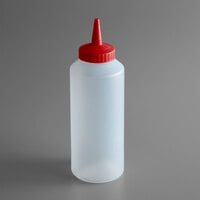 Vollrath 2812-1302 Traex® Color-Mate™ 12 oz. Clear Single Tip Standard Squeeze Bottle with Red Cap