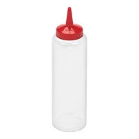 Vollrath Traex® Color-Mate™ 12 oz. Clear Single-Tip Standard Squeeze Bottle with Red Cap