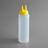 Vollrath 2208-1308 Traex® Color-Mate™ 8 oz. Clear Twin Tip™ Standard Squeeze Bottle with Yellow Cap