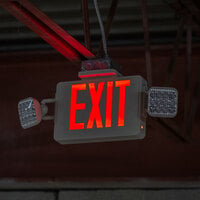 Lavex Industrial Remote Capable Red LED Exit Sign / Emergency Light Combo with Adjustable Arrows and Ni-Cad Battery Backup - 4.2 Watt Unit (2W Remote Capacity)