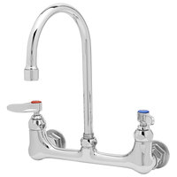 T&S B-0330 Wall Mounted Double Pantry Faucet with 8" Centers - 10 13/16" High Rigid Gooseneck Nozzle with 5 11/16" Spread