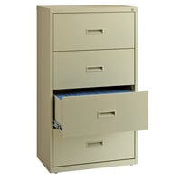 Hirsh Industries 14956 Putty Four-Drawer Lateral File Cabinet - 30 inch x 18 5/8 inch x 52 1/2 inch