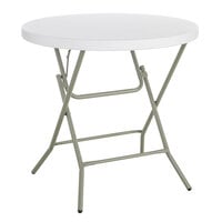Lancaster Table & Seating 32 inch Round Granite White Heavy-Duty Blow Molded Standard Height Plastic Folding Table