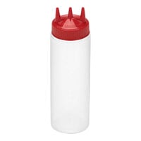 Vollrath Traex® Color-Mate™ 24 oz. Clear Tri Tip™ Wide Mouth Squeeze Bottle with Red Cap