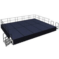National Public Seating SG482410C-04-SS10 Blue Carpet Single Height Portable Stage Group with Black Skirting - 20' x 16' x 2'