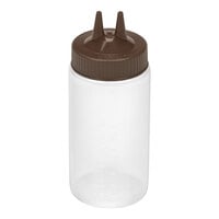 Vollrath Traex® Color-Mate™ 16 oz. Clear Twin Tip™ Wide Mouth Squeeze Bottle with Brown Cap