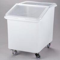 Cambro IBS37148 37 Gallon / 590 Cup White Slant Top Mobile Ingredient Storage Bin with 2-Piece Sliding Lid & S-Hook