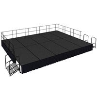 National Public Seating SG482410C-02-SS10 Gray Carpet Single Height Portable Stage Group with Black Skirting - 20' x 16' x 2'