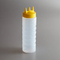 Vollrath 3324-1308 Traex® Color-Mate™ 24 oz. Clear Tri Tip™ Ridged Wide Mouth Squeeze Bottle with Yellow Cap