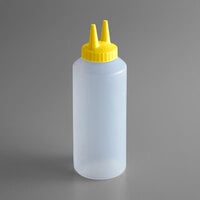 Vollrath 2212-1308 Traex® Color-Mate™ 12 oz. Clear Twin Tip™ Standard Squeeze Bottle with Yellow Cap