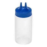 Vollrath Traex® Color-Mate™ 16 oz. Clear Twin Tip™ Wide Mouth Squeeze Bottle with Blue Cap