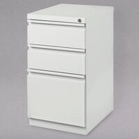 Hirsh Industries 19353 White Mobile Pedestal Letter File Cabinet with 2 Box Drawers and 1 File Drawer - 15 inch x 19 7/8 inch x 27 3/4 inch