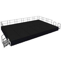 National Public Seating SG482412C-10-SS10 Black Carpet Single Height Portable Stage Group with Black Skirting - 24' x 16' x 2'