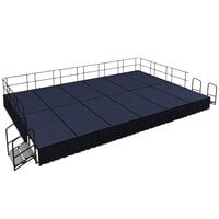 National Public Seating SG482412C-04-SS10 Blue Carpet Single Height Portable Stage Group with Black Skirting - 24' x 16' x 2'
