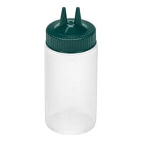 Vollrath Traex® Color-Mate™ 16 oz. Clear Twin Tip™ Wide Mouth Squeeze Bottle with Vista Green Cap