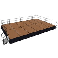 National Public Seating SG482412HB-SS10 Hardboard Floor Single Height Portable Stage Group with Black Skirting - 24' x 16' x 2'