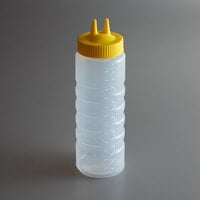 Vollrath 2324-1308 Traex® Color-Mate™ 24 oz. Clear Twin Tip™ Ridged Wide Mouth Squeeze Bottle with Yellow Cap