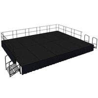 National Public Seating SG482410C-10-SS10 Black Carpet Single Height Portable Stage Group with Black Skirting - 20' x 16' x 2'