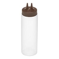 Vollrath Traex® Color-Mate™ 24 oz. Clear Twin Tip™ Wide Mouth Squeeze Bottle with Brown Cap