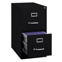 Hirsh Industries 17890 Black Two-Drawer Vertical Letter File Cabinet - 15 inch x 22 inch x 28 3/8 inch