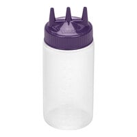 Vollrath Traex® Color-Mate™ 16 oz. Clear Tri Tip™ Wide Mouth Squeeze Bottle with Purple Cap