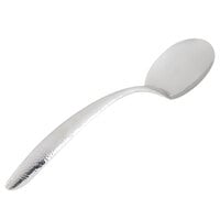 Bon Chef 9457HF 13 1/2" Stainless Steel Hammered Solid Serving Spoon with Hollow Cool Handle