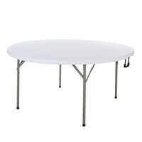 Lancaster Table & Seating 60" Round Heavy-Duty Granite White Plastic Bi-Folding Table