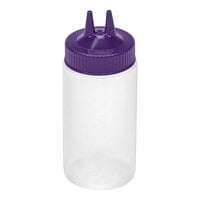 Vollrath Traex® Color-Mate™ 16 oz. Clear Twin Tip™ Wide Mouth Squeeze Bottle with Purple Cap